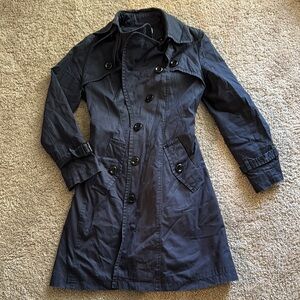 Barneys New York Black Trench Coat Water-Resistant